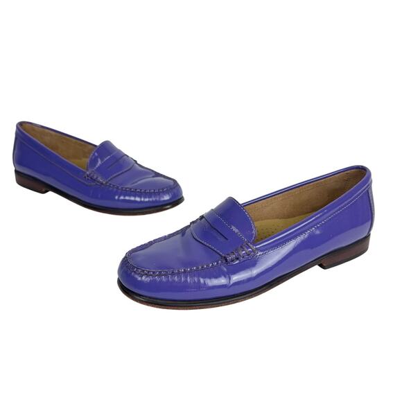 GH Bass Weejuns Whitney Purple Patent Leather Penny Loafers Sz 9 - Picture 1 of 9
